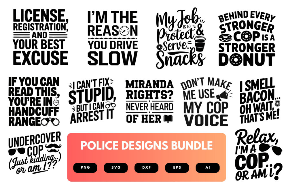 Police SVG Bundle | Law Enforcement Clipart, Officer Silhouette Cut Files for Cricut & Sublimation