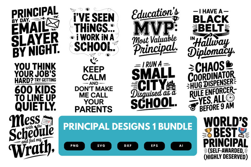 Principal SVG Bundle | School Staff Clipart, Educational Leader Silhouette Cut Files for Cricut & Sublimation