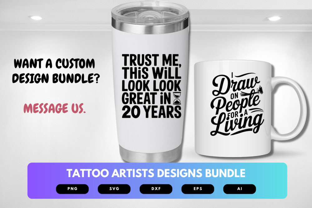 Tattoo Artist SVG Bundle | Ink Studio Clipart, Tattoo Machine Silhouette Cut Files for Cricut & Sublimation - Image 8