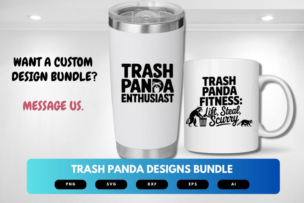 Trash Panda SVG Bundle | Funny Raccoon Clipart, Silhouette Cut Files for Cricut & Sublimation - Image 8