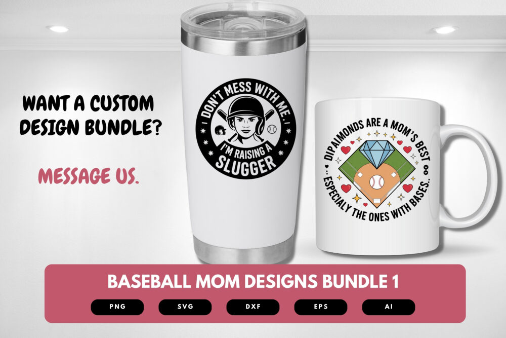 Baseball Mom SVG Bundle | Sports Mom Clipart, Softball Silhouette Cut Files for Cricut & Sublimation - Image 8