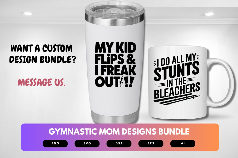 Gymnastics Mom SVG Bundle | Gymnast Clipart, Sports Mom Silhouette Cut Files for Cricut & Sublimation - Image 8