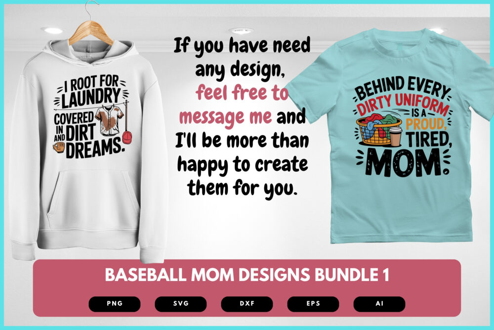 Baseball Mom SVG Bundle | Sports Mom Clipart, Softball Silhouette Cut Files for Cricut & Sublimation - Image 7
