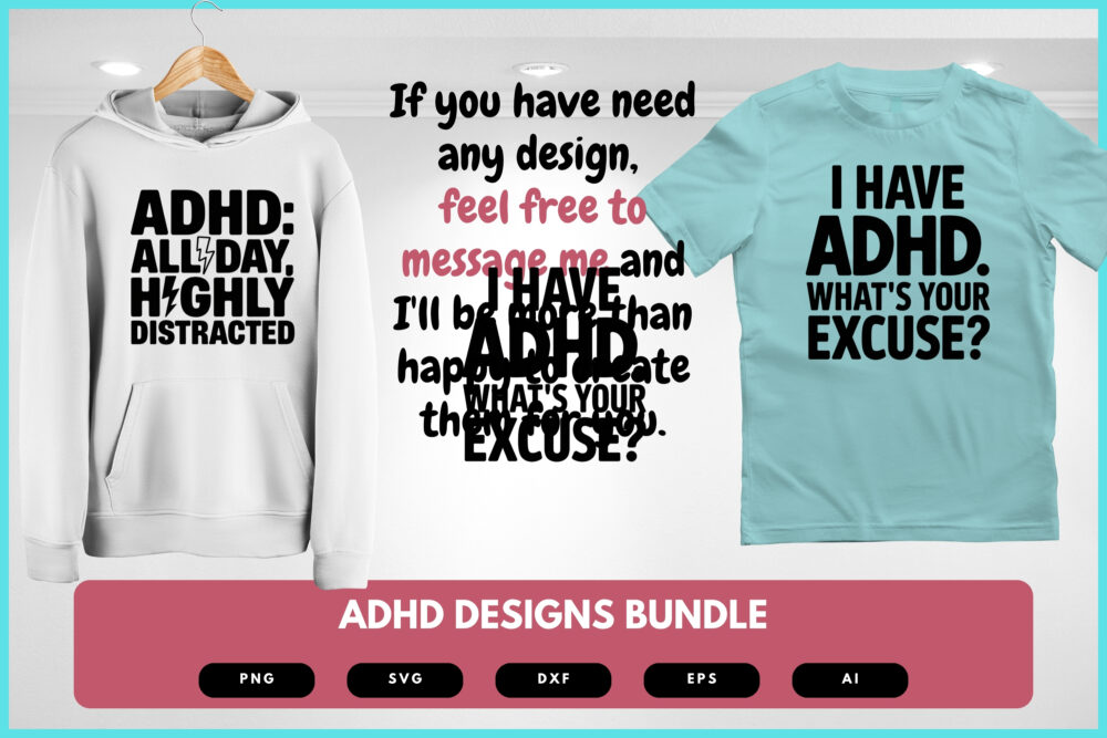 ADHD SVG Bundle | Mental Health Awareness Clipart, Neurodivergent Quotes Cut Files for Cricut & Sublimation - Image 6