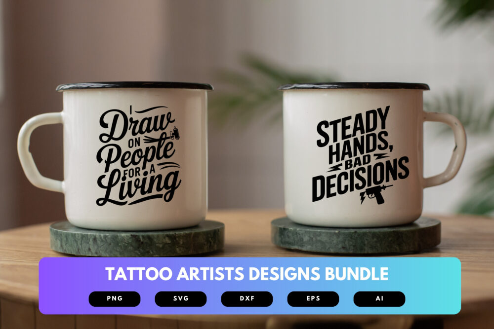 Tattoo Artist SVG Bundle | Ink Studio Clipart, Tattoo Machine Silhouette Cut Files for Cricut & Sublimation - Image 6