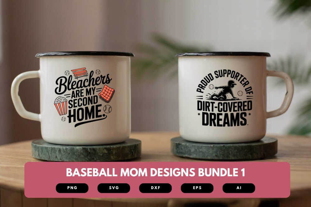 Baseball Mom SVG Bundle | Sports Mom Clipart, Softball Silhouette Cut Files for Cricut & Sublimation - Image 6
