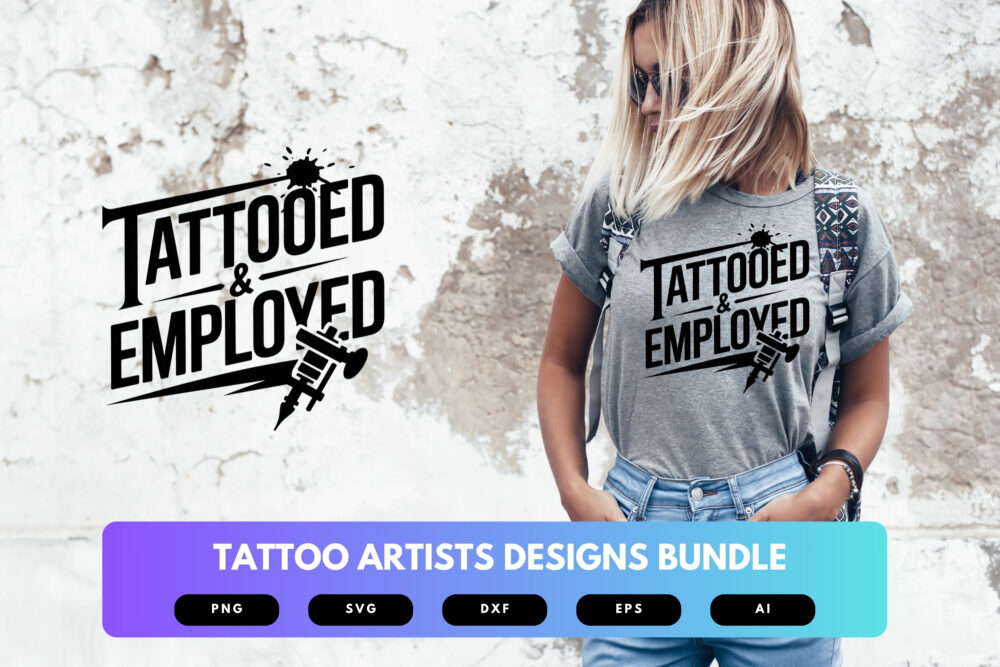 Tattoo Artist SVG Bundle | Ink Studio Clipart, Tattoo Machine Silhouette Cut Files for Cricut & Sublimation - Image 5