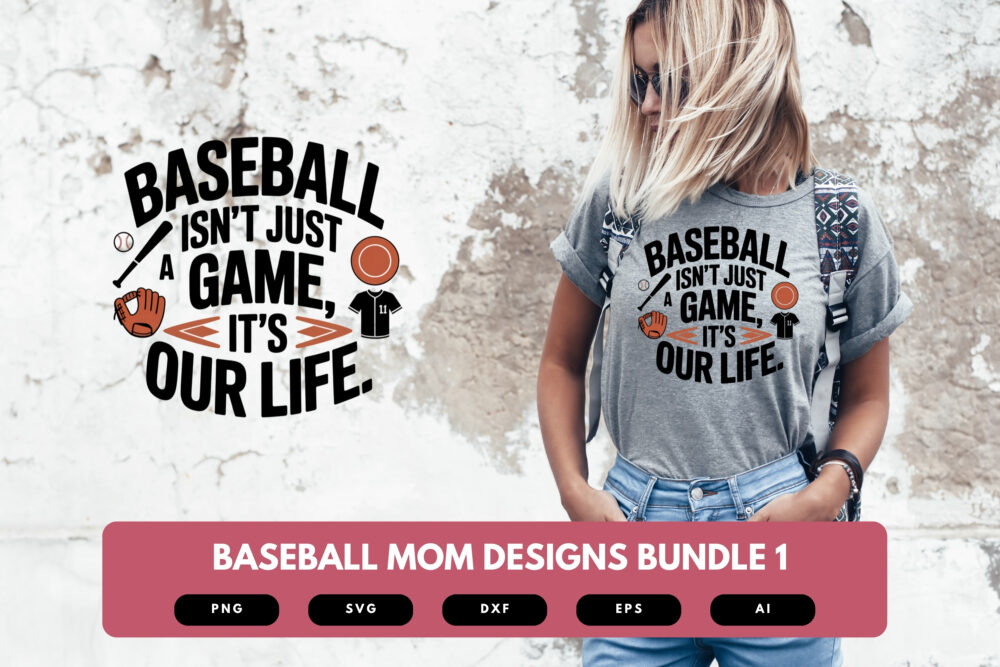 Baseball Mom SVG Bundle | Sports Mom Clipart, Softball Silhouette Cut Files for Cricut & Sublimation - Image 2