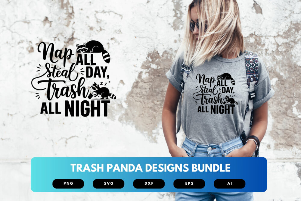 Trash Panda SVG Bundle | Funny Raccoon Clipart, Silhouette Cut Files for Cricut & Sublimation - Image 5