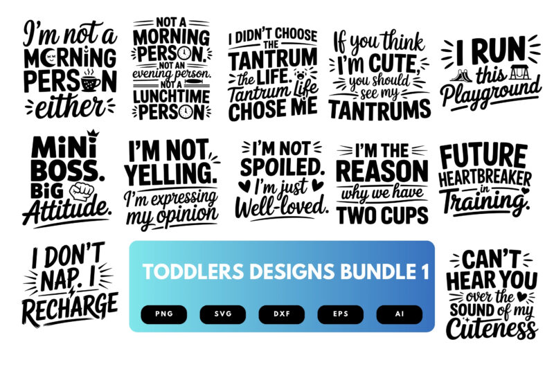 Toddler SVG Bundle | Cute Kids Clipart, Funny Toddler Silhouette Cut Files for Cricut & Sublimation