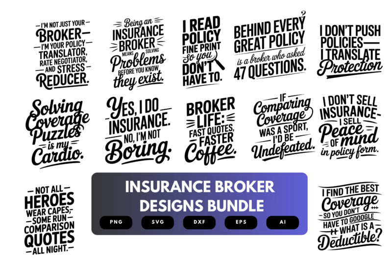 Insurance Broker SVG Bundle | Financial Quote Clipart, Policy Cut Files for Cricut & Sublimation