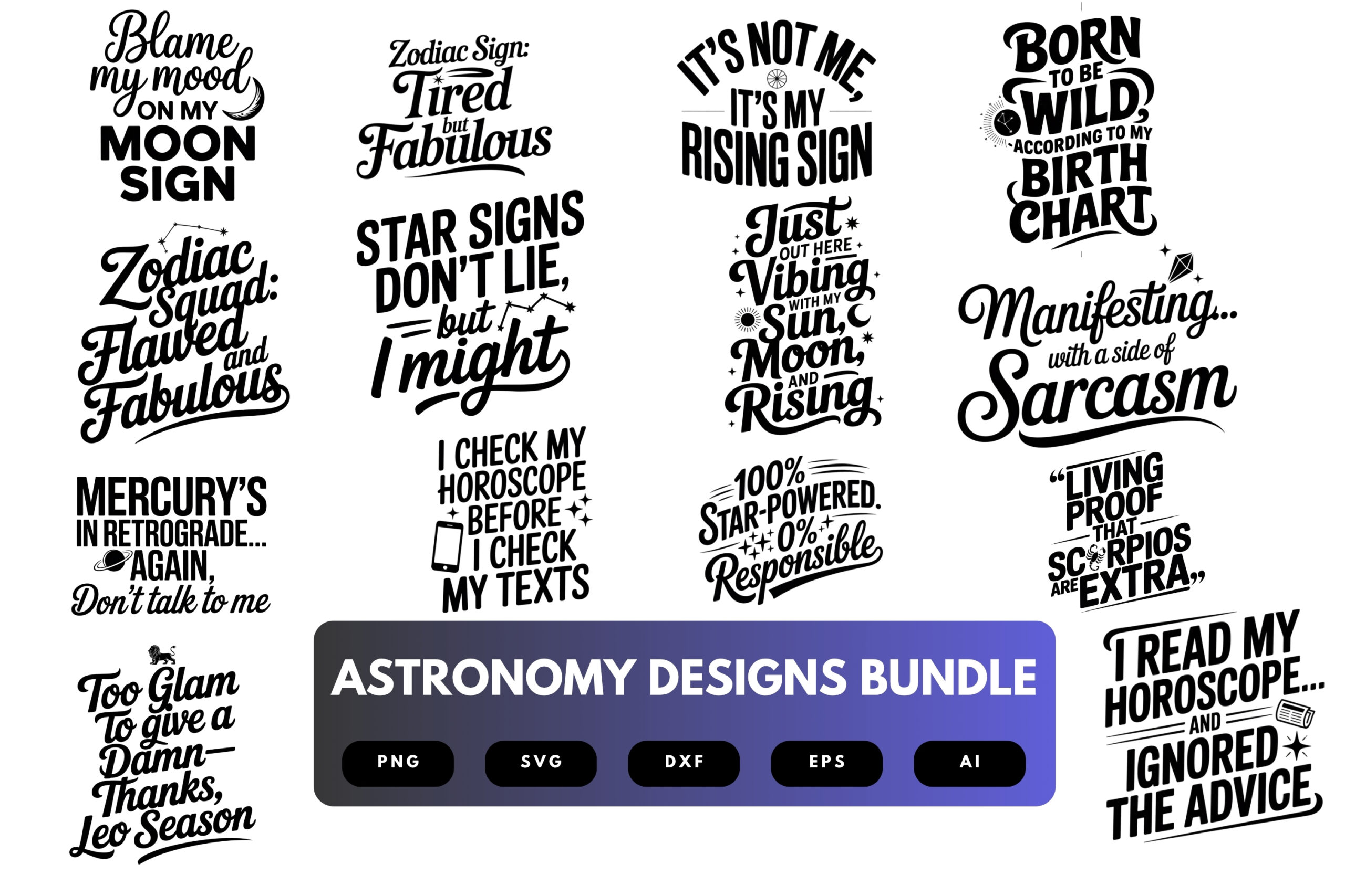 Astronomy SVG Bundle | Space Clipart, Celestial Quote Cut Files for Cricut, Sublimation & Stickers Astronomy SVG Bundle | Space Clipart, Celestial Quote Cut Files for Cricut, Sublimation & Stickers