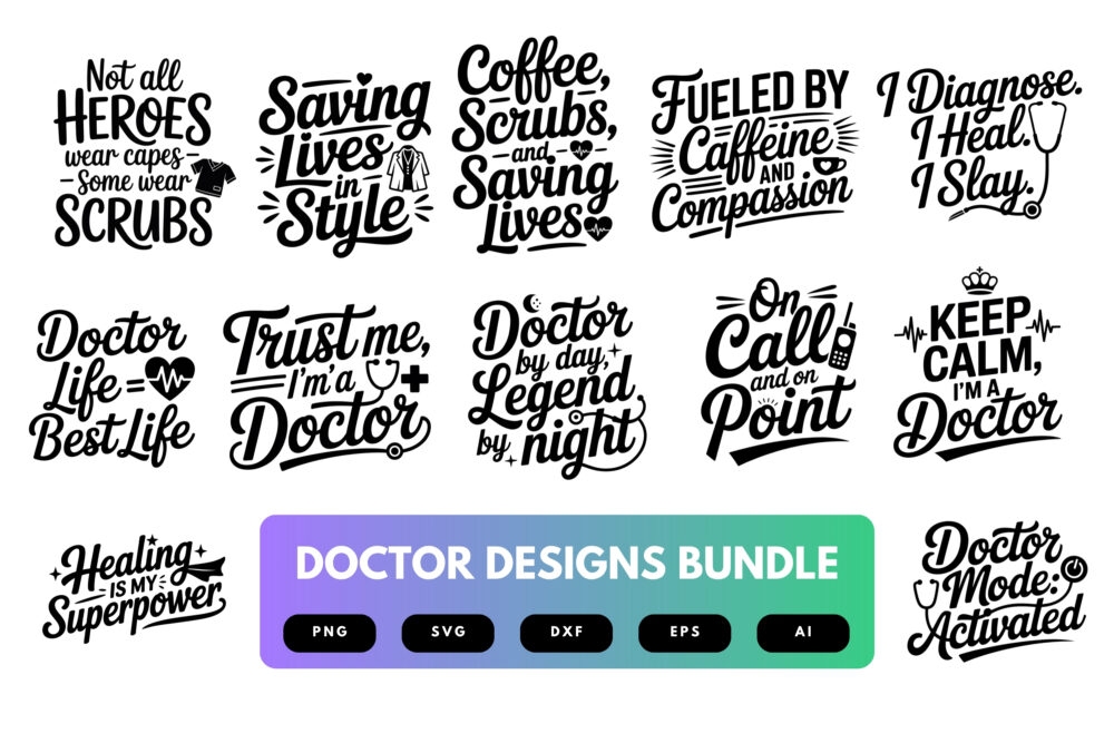 Doctor SVG Bundle | Funny Medical Quotes, Healthcare Clipart , Silhouette Cut Files for Cricut & Sublimation