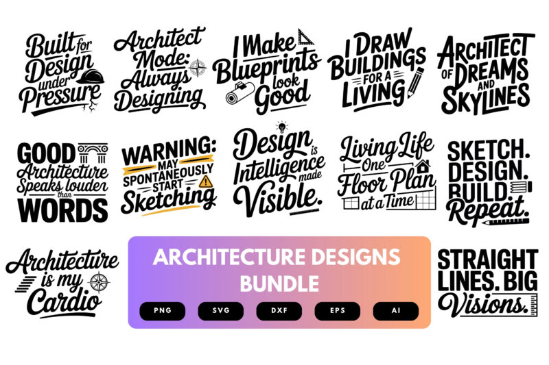 Architecture SVG Bundle | Architect Clipart, Drafting , Building Design Cut Files for Cricut & Sublimation