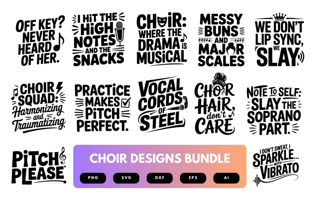 Choir SVG Bundle | Choral Music Clipart, Singer Silhouette Cut Files for Cricut & Sublimation