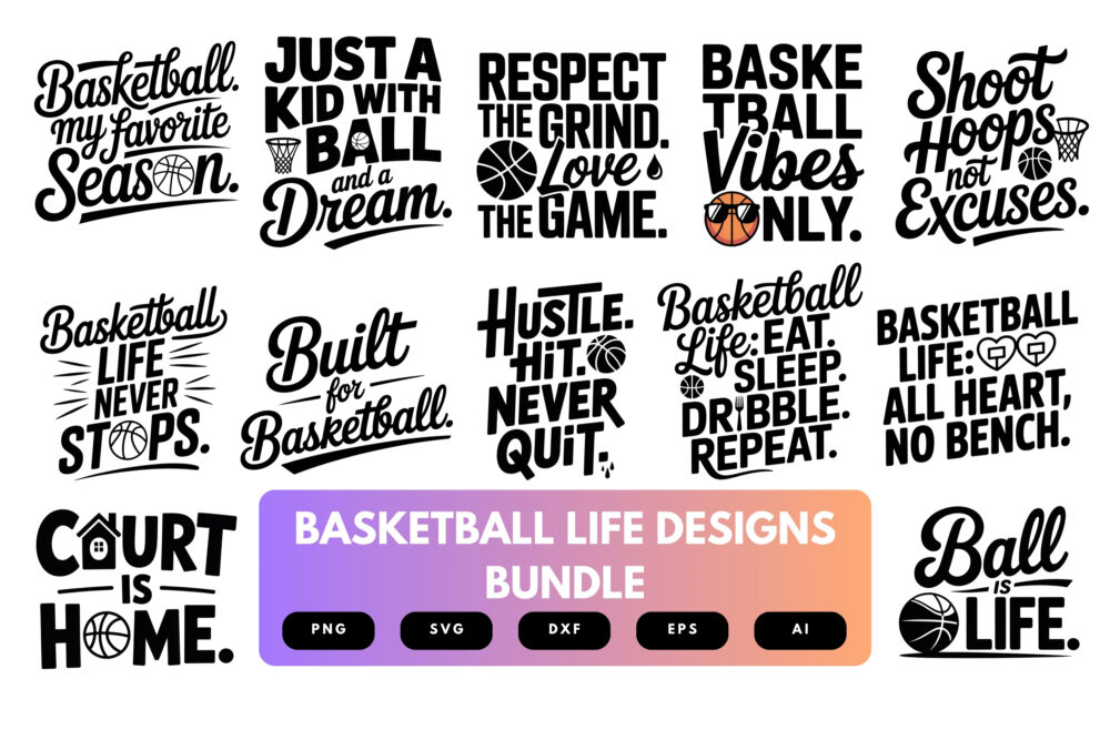 Basketball Life SVG Bundle | Sports Clipart, Athlete Silhouette Cut Files for Cricut & Sublimation