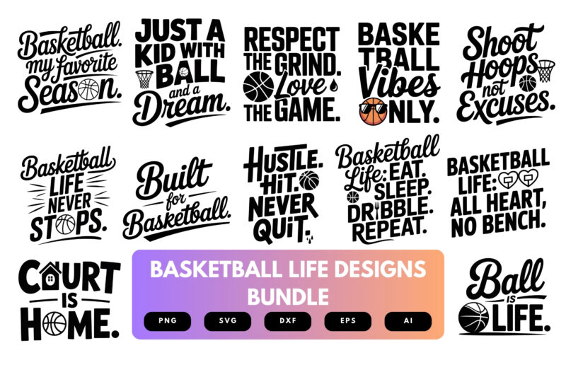 Basketball Life SVG Bundle | Sports Clipart, Athlete Silhouette Cut Files for Cricut & Sublimation