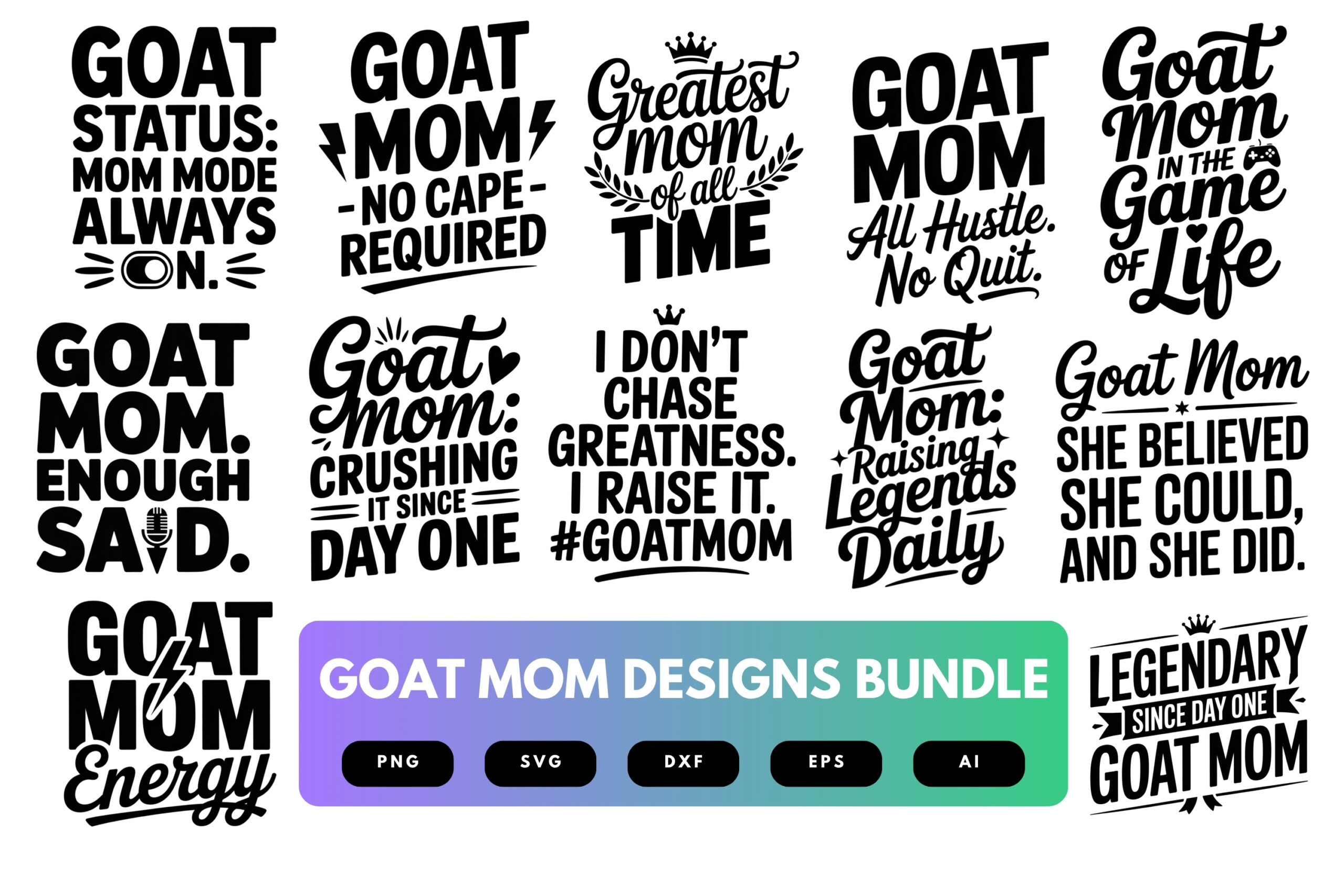 Goat Mom SVG Bundle | Farm Animal Clipart, Funny Goat Silhouette Cut Files for Cricut & Sublimation Goat Mom SVG Bundle | Farm Animal Clipart, Funny Goat Silhouette Cut Files for Cricut & Sublimation