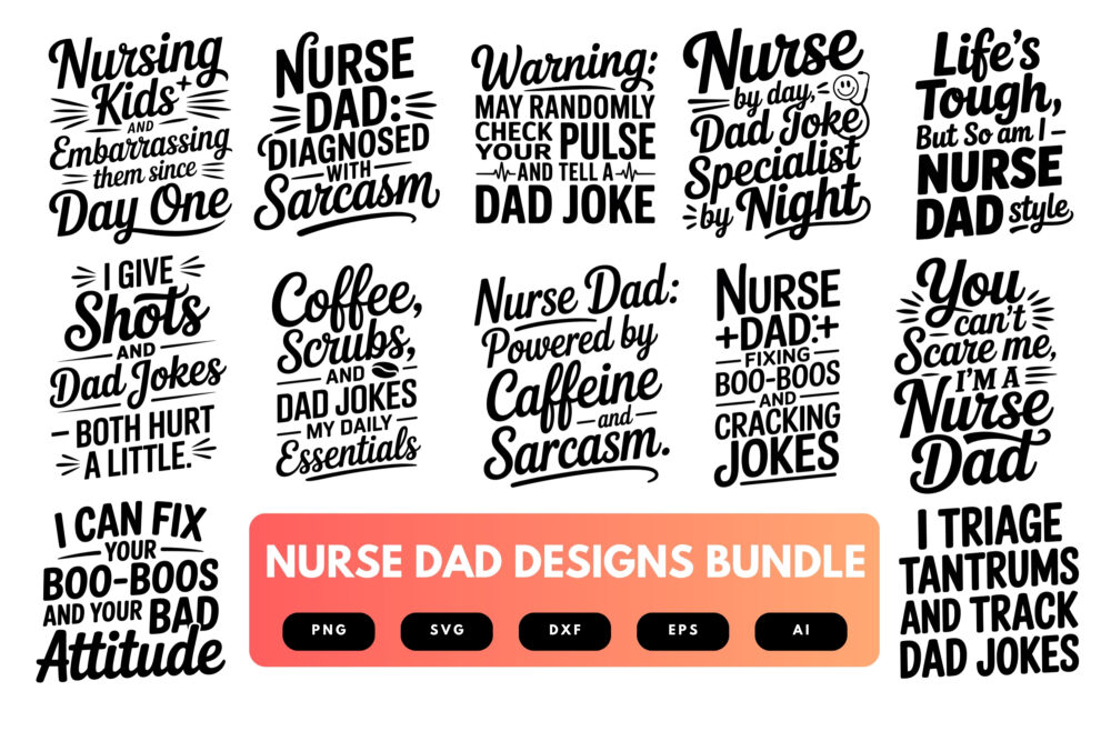 Nurse Dad SVG Bundle | Healthcare Clipart, Medical Silhouette Cut Files for Cricut & Sublimation