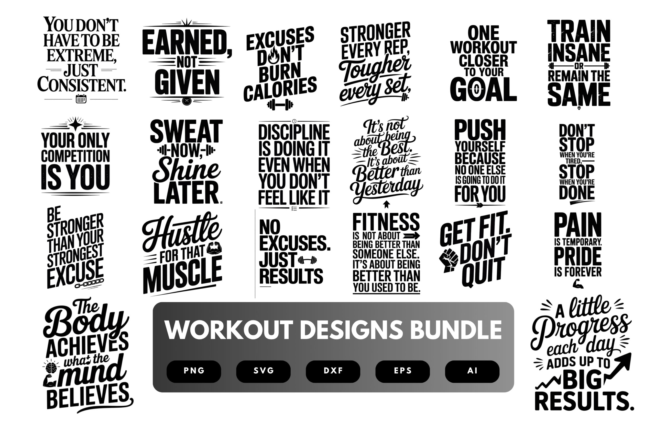 Workout SVG Bundle | Motivational Workout Quotes Cut Files for Cricut, Sublimation & DIY Crafts Workout SVG Bundle | Motivational Workout Quotes Cut Files for Cricut, Sublimation & DIY Crafts