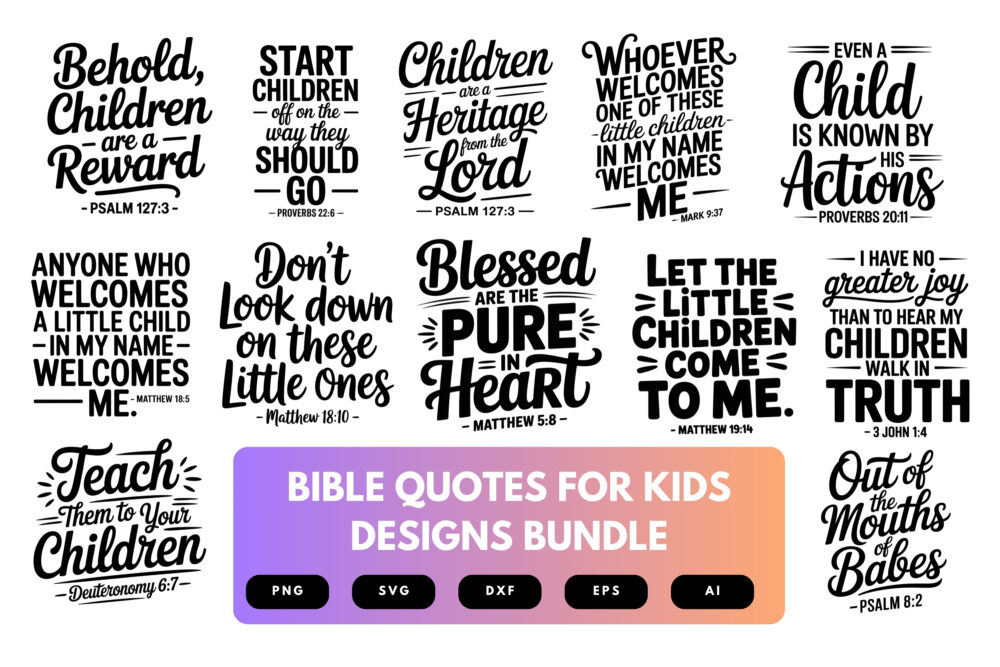 Bible Verse SVG Bundle for Kids | Christian Quotes, Scripture Cut Files for Children’s Crafts, Cricut & Sublimation