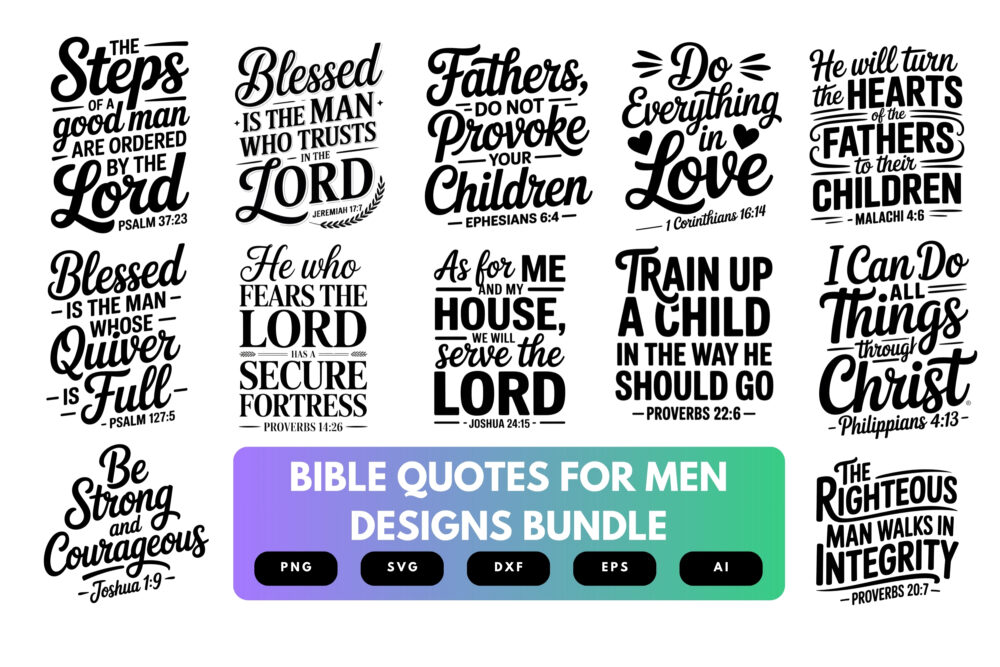 Bible Verse SVG Bundle for Men | Christian Faith Quotes, Scripture Cut Files for Cricut & Sublimation