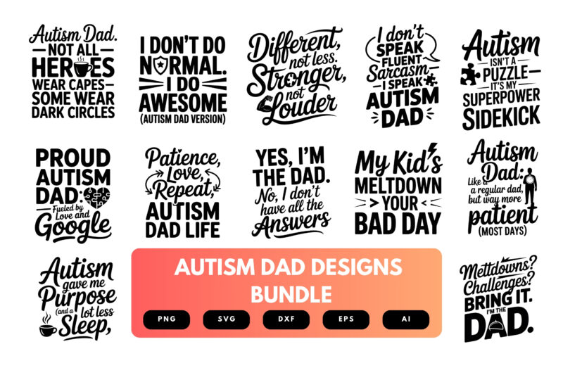 Autism Dad SVG Bundle | Puzzle Piece Clipart, Father’s Day Awareness Cut Files for Cricut & Sublimation