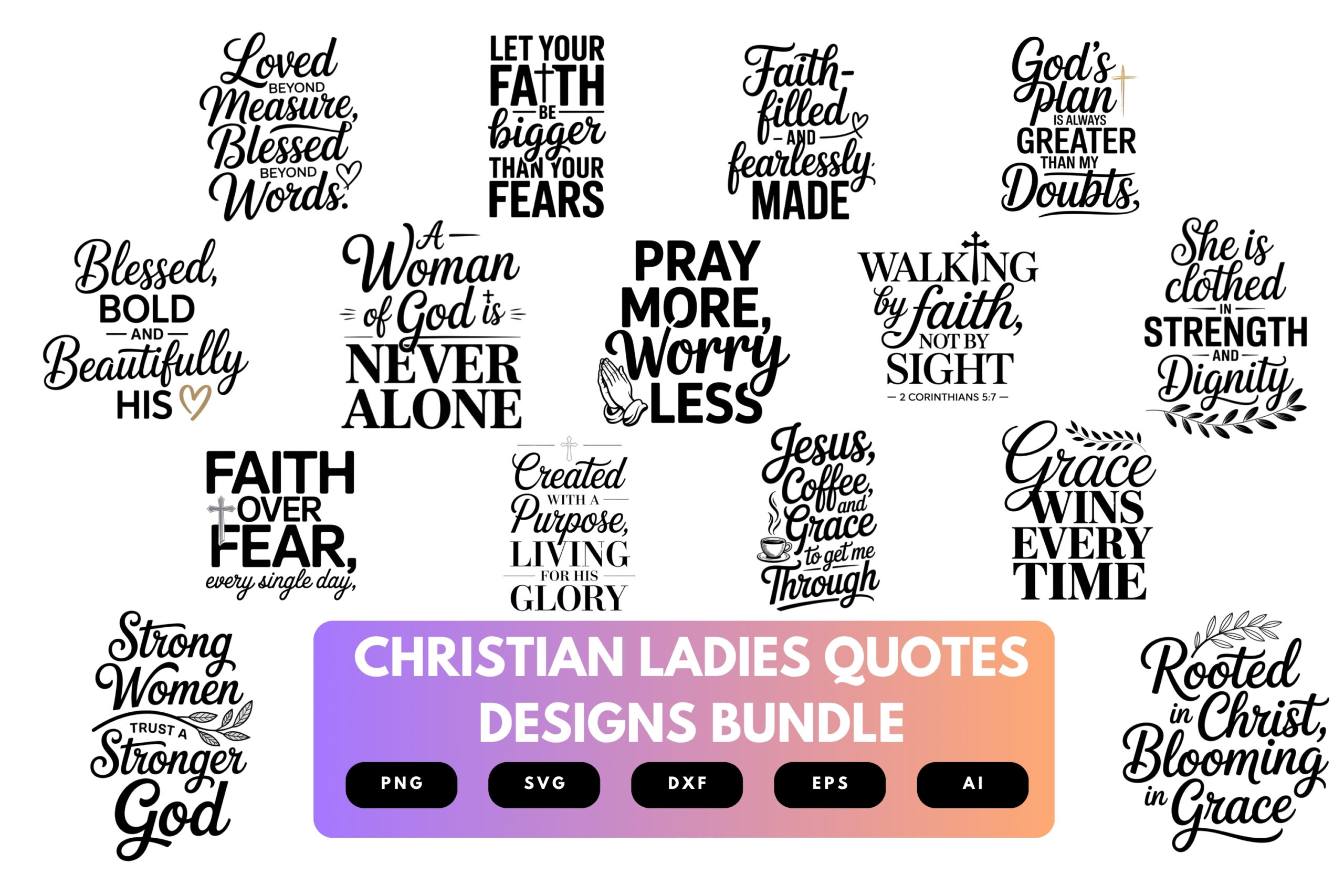 Christian SVG Bundle for Women | Faith Quote Clipart, Religious Cut Files for Cricut & Sublimation Christian SVG Bundle for Women | Faith Quote Clipart, Religious Cut Files for Cricut & Sublimation