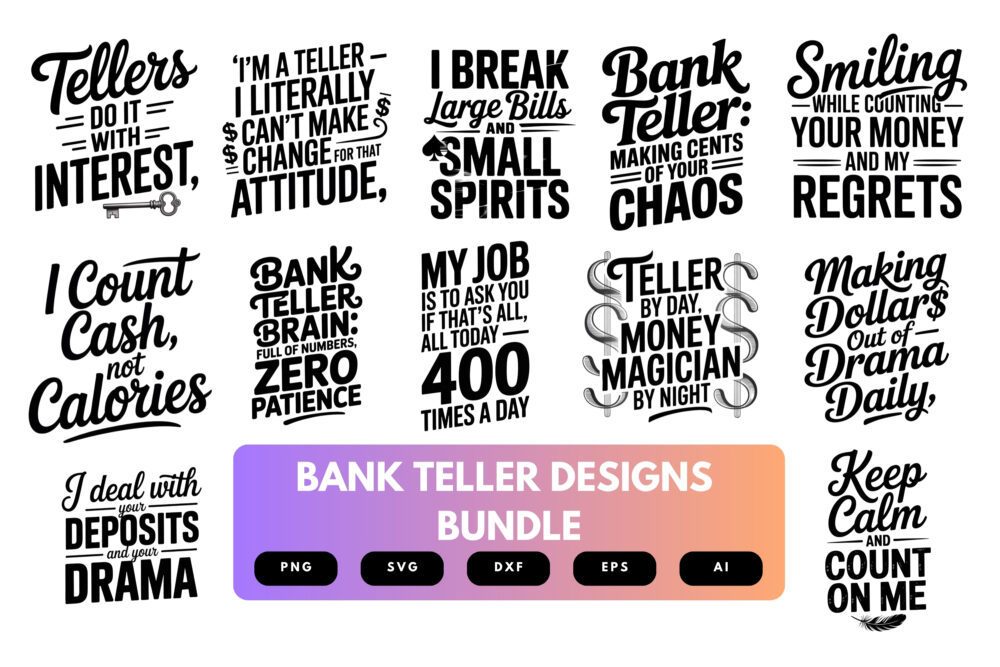 Bank Teller SVG Bundle | Banking Clipart, Finance Job Silhouettes , Cut Files for Cricut & Sublimation