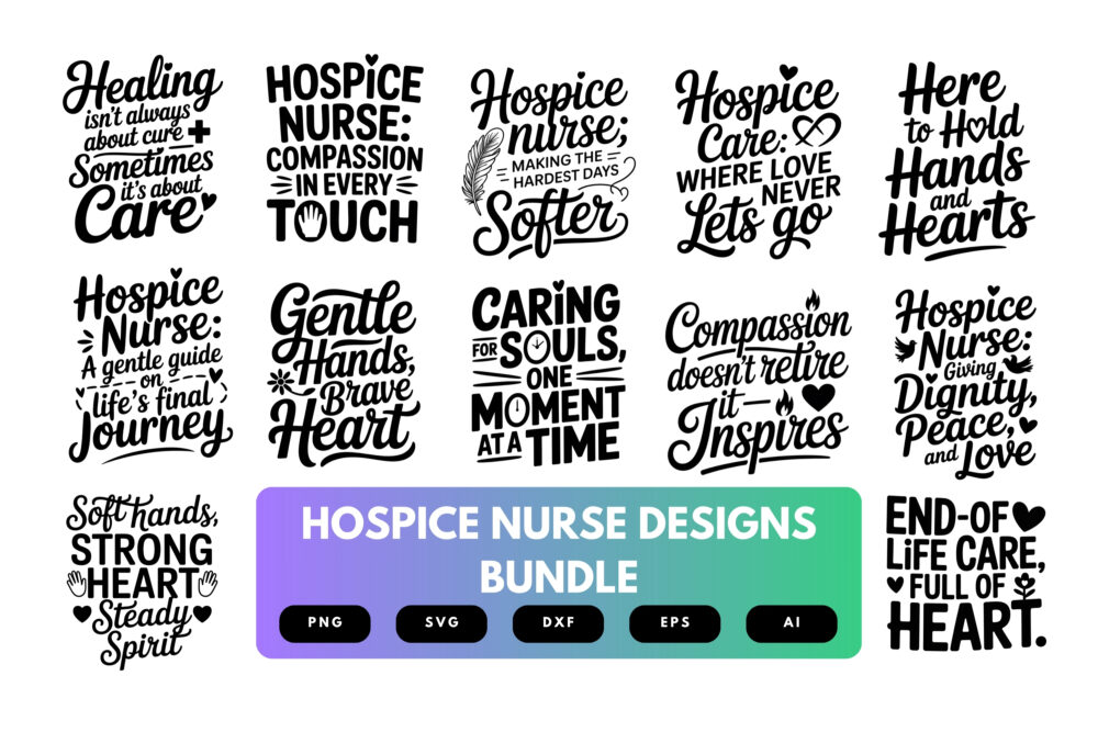 Hospice Nurse SVG Bundle | Nurse Life Quotes, Medical Clipart , Cut Files for Cricut & Sublimation