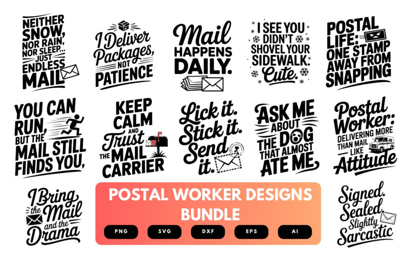 Postal Worker SVG Bundle | Mail Carrier Clipart, USPS Silhouette Cut Files for Cricut & Sublimation
