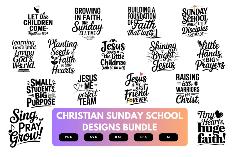 Christian Sunday School SVG Bundle | Bible Lesson Clipart, Faith Cut Files for Cricut & Sublimation