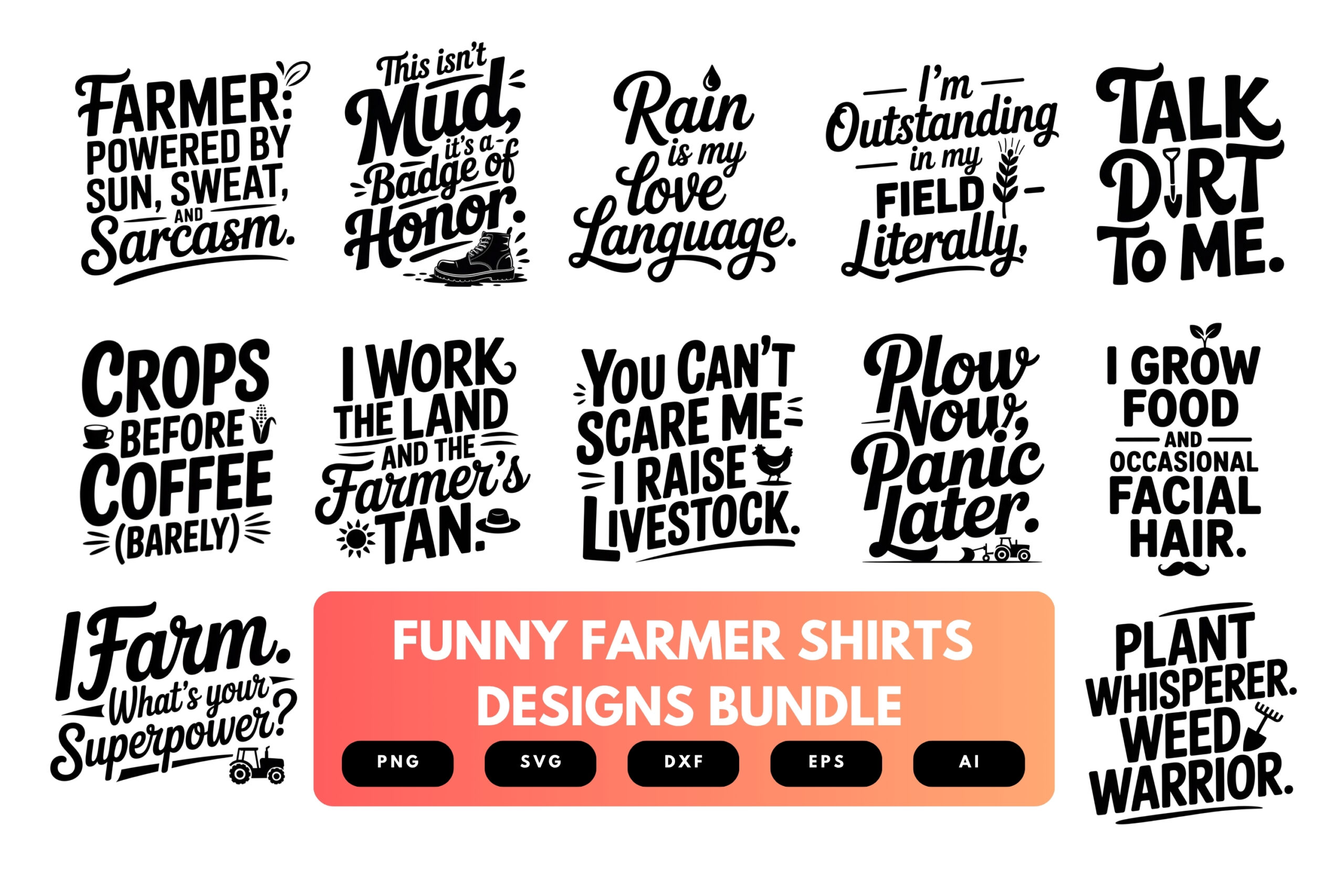 Funny Farmer SVG Bundle | Farm Life Quotes, Agriculture Humor Cut Files for Cricut & Sublimation Funny Farmer SVG Bundle | Farm Life Quotes, Agriculture Humor Cut Files for Cricut & Sublimation