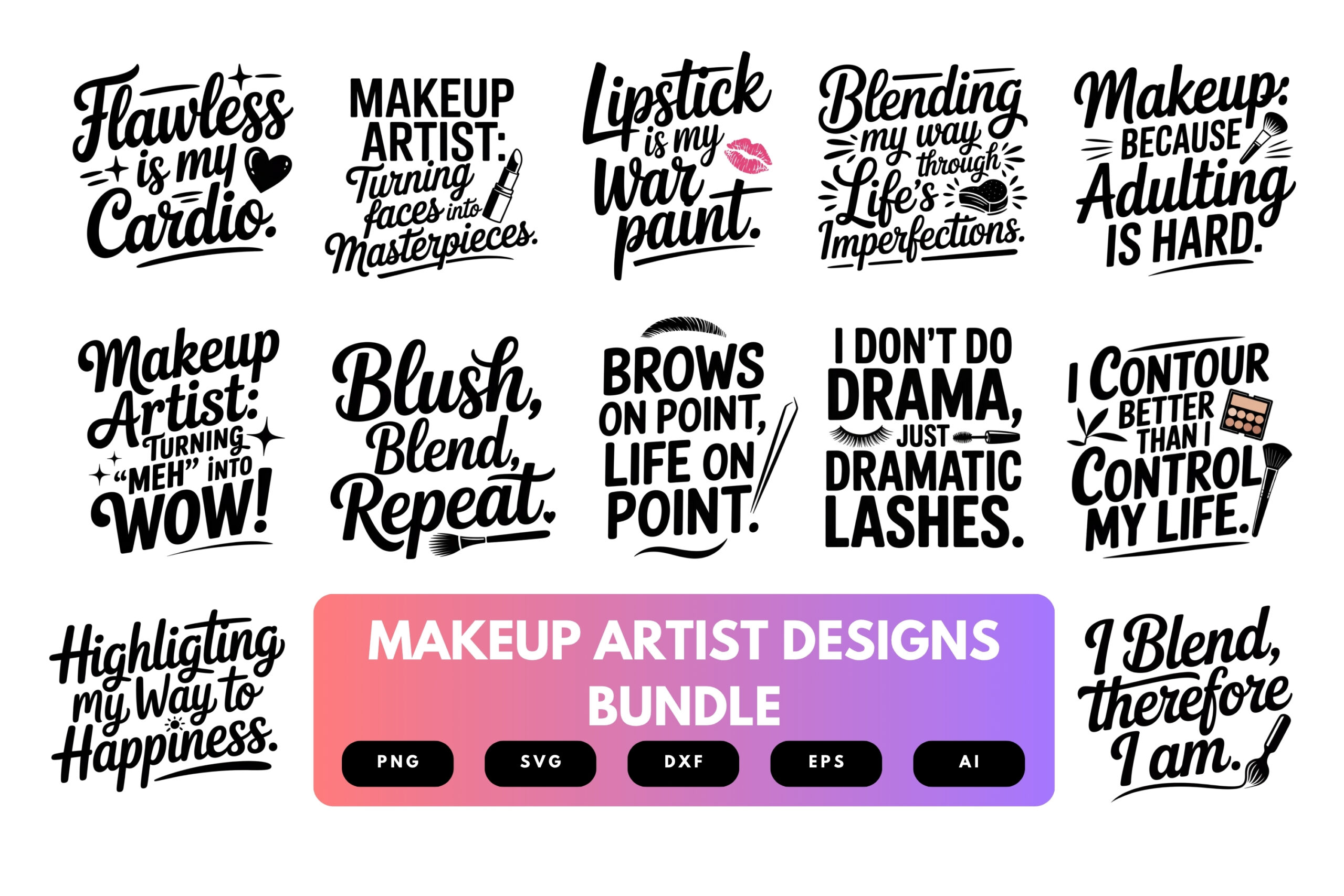 Makeup Artist SVG Bundle | Beauty Clipart, Cosmetic Quote Cut Files for Cricut & Sublimation Makeup Artist SVG Bundle | Beauty Clipart, Cosmetic Quote Cut Files for Cricut & Sublimation