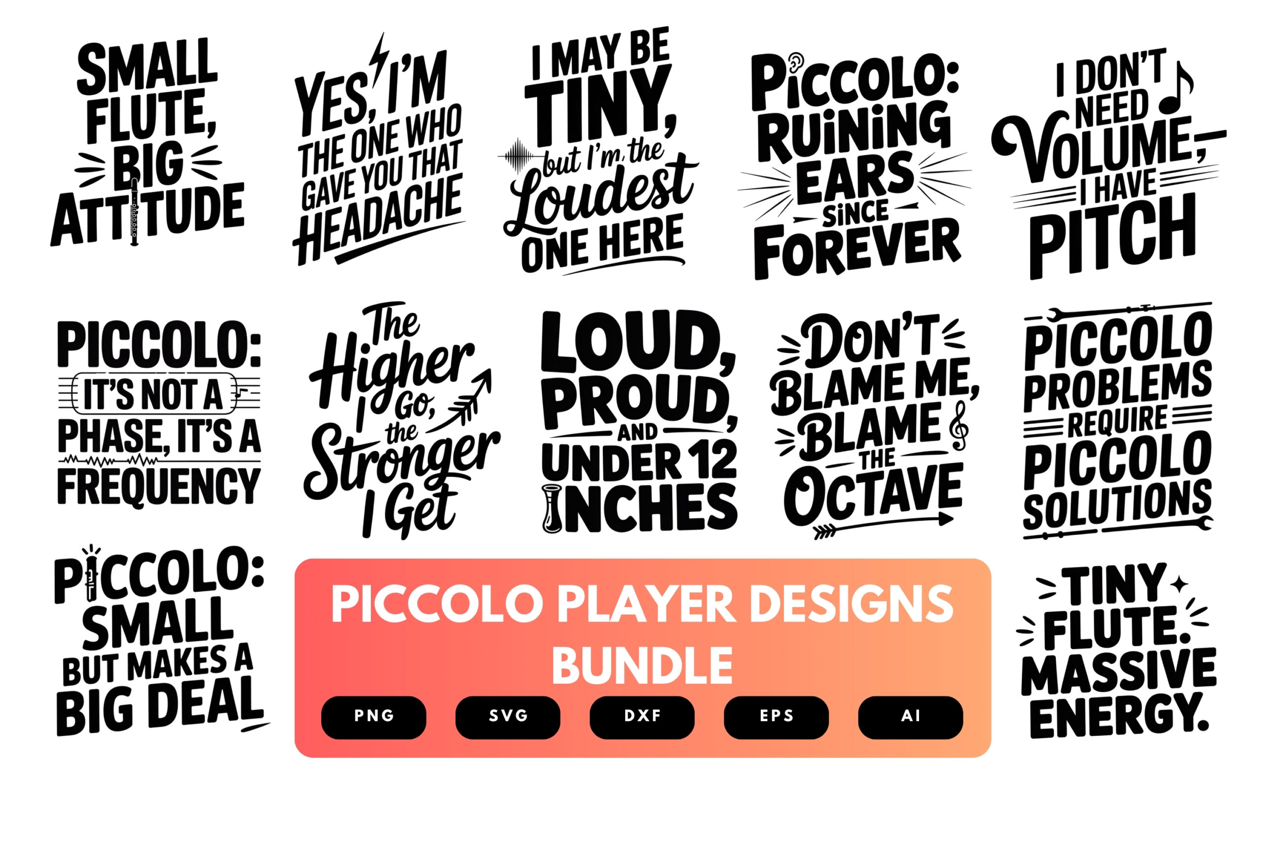 Piccolo Player SVG Bundle | Musical Instrument Clipart, Marching Band Silhouette Cut Files for Cricut & Sublimation Piccolo Player SVG Bundle | Musical Instrument Clipart, Marching Band Silhouette Cut Files for Cricut & Sublimation