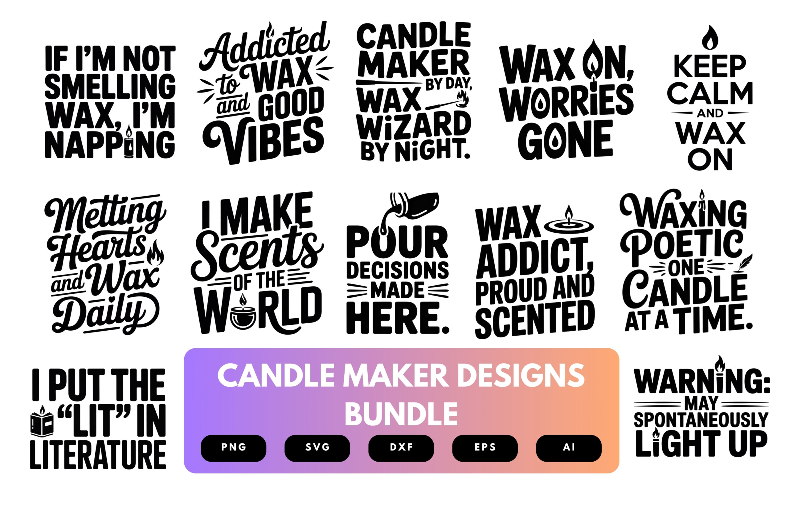 Candle Maker SVG Bundle | Wax Melting Clipart, Candle Business Silhouette Cut Files for Cricut & Sublimation Candle Maker SVG Bundle | Wax Melting Clipart, Candle Business Silhouette Cut Files for Cricut & Sublimation
