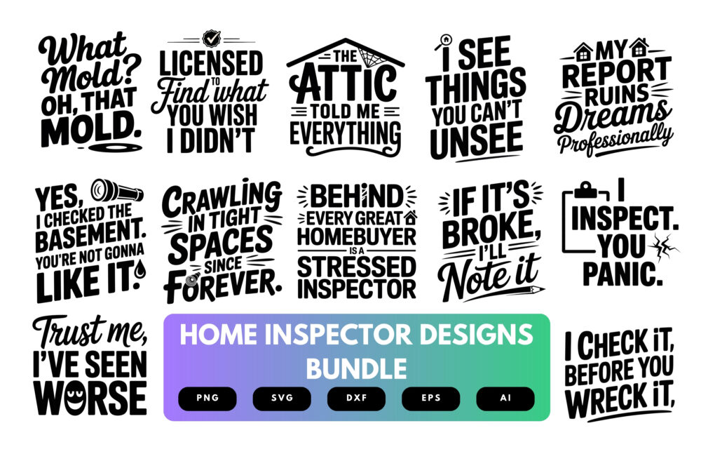 Home Inspector SVG Bundle | Real Estate Clipart, House Inspection Silhouette Cut Files for Cricut & Sublimation