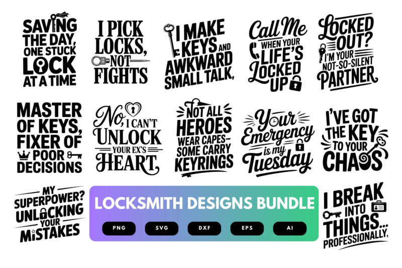 Locksmith SVG Bundle | Key , Lock Clipart, Security Silhouette Cut Files for Cricut & Sublimation