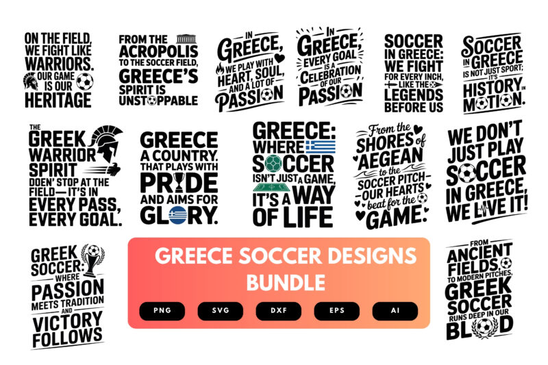 Greece Soccer SVG Bundle | Greek Soccer Team Clipart, Greece Soccer Cut Files for Cricut & Sublimation