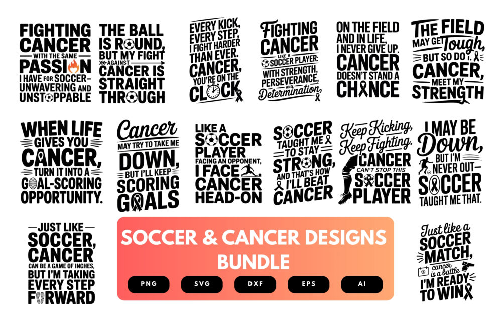 Soccer and Cancer Awareness SVG Bundle | Soccer Support Clipart, Cancer Awareness Cut Files for Cricut & Sublimation