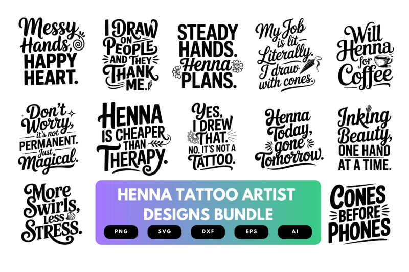 Henna Tattoo Artist SVG Bundle | Mehndi Clipart, Mandala , Floral Cut Files for Cricut & Sublimation
