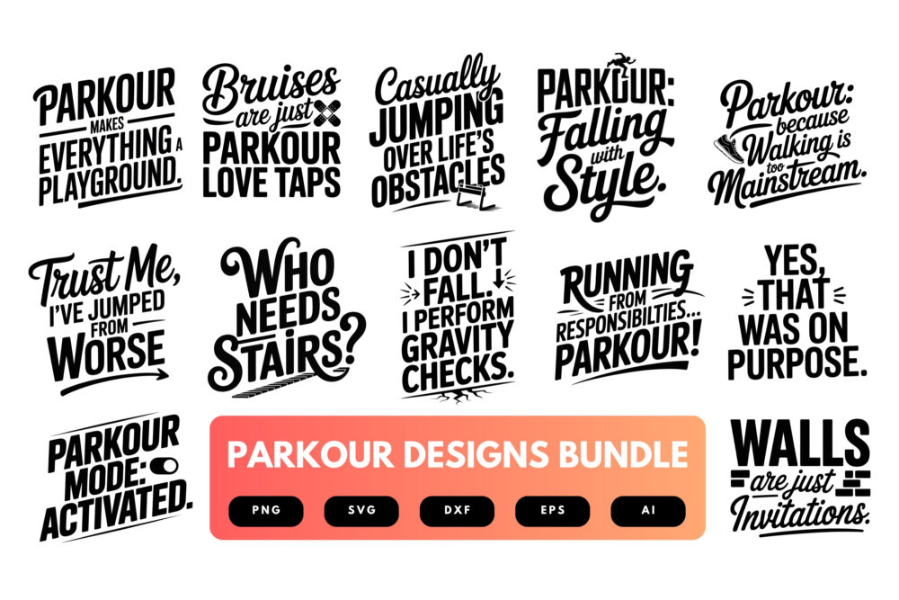 Parkour SVG Bundle | Urban Movement Clipart, Freerunning Designs & Cricut Cut Files for Active Lifestyle Crafts