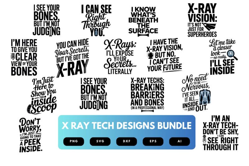 X-Ray Tech SVG Bundle | Radiology Technician Clipart, Medical Designs for Cricut & Sublimation