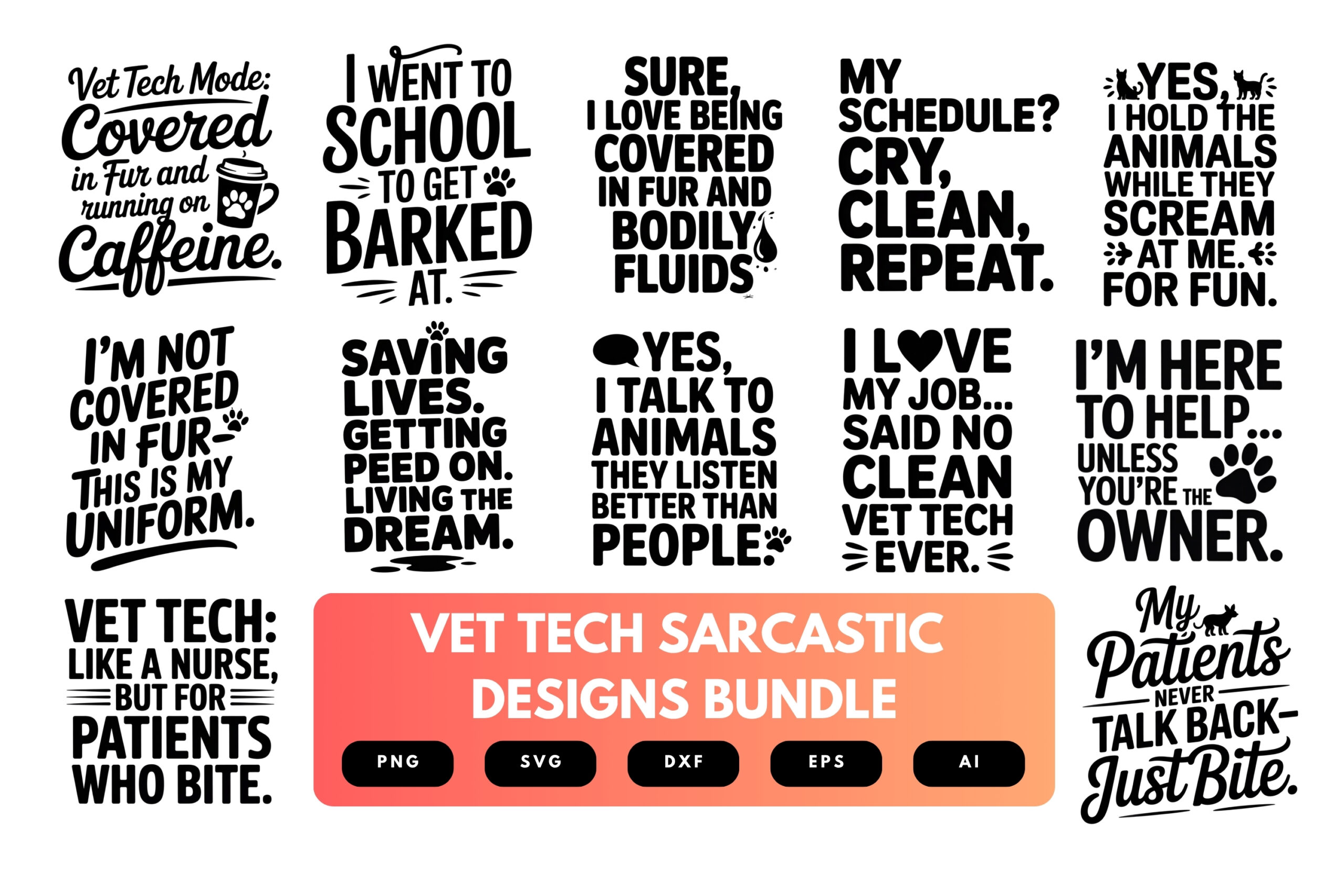 Vet Tech SVG Bundle | Sarcastic Veterinary Technician Quotes, Funny Vet Tech Cut Files for Cricut & Sublimation Vet Tech SVG Bundle | Sarcastic Veterinary Technician Quotes, Funny Vet Tech Cut Files for Cricut & Sublimation