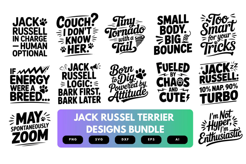 Jack Russell Terrier SVG Bundle | Dog Clipart, Energetic Pet Silhouette Cut Files for Cricut & Sublimation
