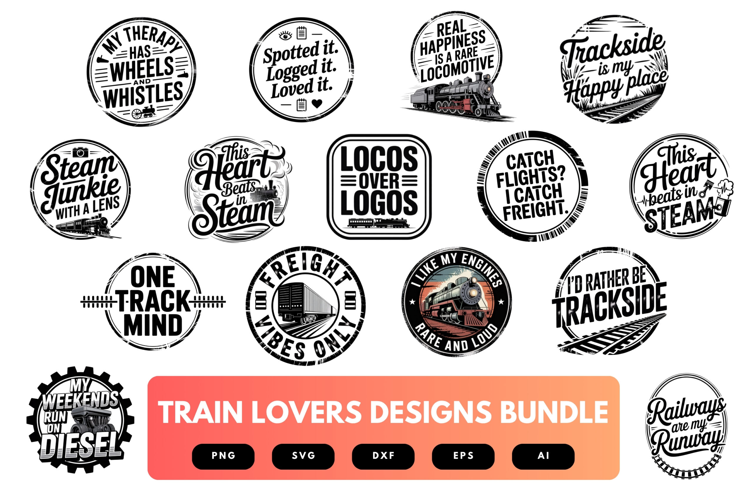 Train Lovers SVG Bundle | Vintage , Modern Train Cut Files for Cricut, Railroad & Travel Clipart Designs Train Lovers SVG Bundle | Vintage , Modern Train Cut Files for Cricut, Railroad & Travel Clipart Designs