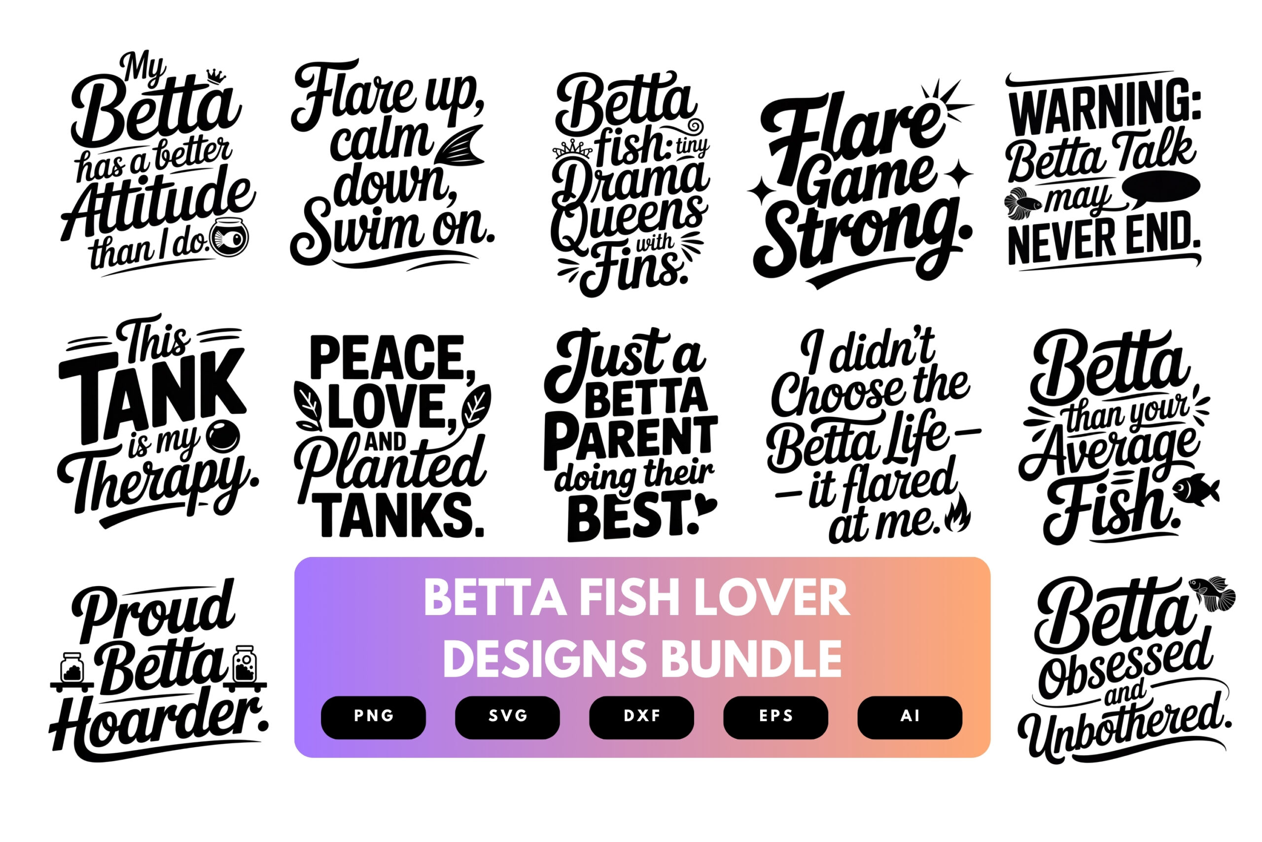 Betta Fish SVG Bundle | Tropical Fish Lover Clipart, Aquarium Pet Silhouette Cut Files for Cricut & Sublimation Betta Fish SVG Bundle | Tropical Fish Lover Clipart, Aquarium Pet Silhouette Cut Files for Cricut & Sublimation
