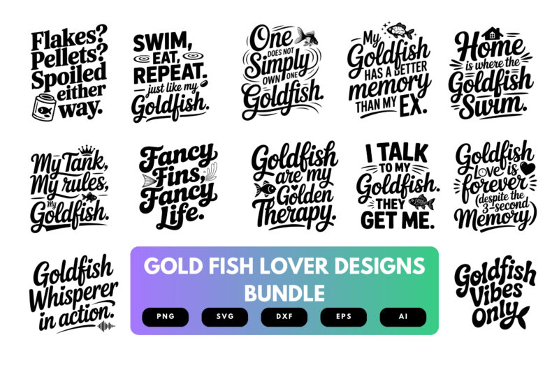 Gold Fish Lover SVG Bundle | Aquarium , Pet Fish Cut Files for Cricut, Sublimation & Decor