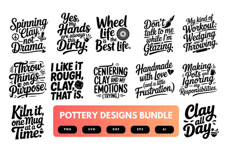 Pottery SVG Bundle | Ceramic , Clay Art Cut Files for Cricut, Sublimation & Craft Projects