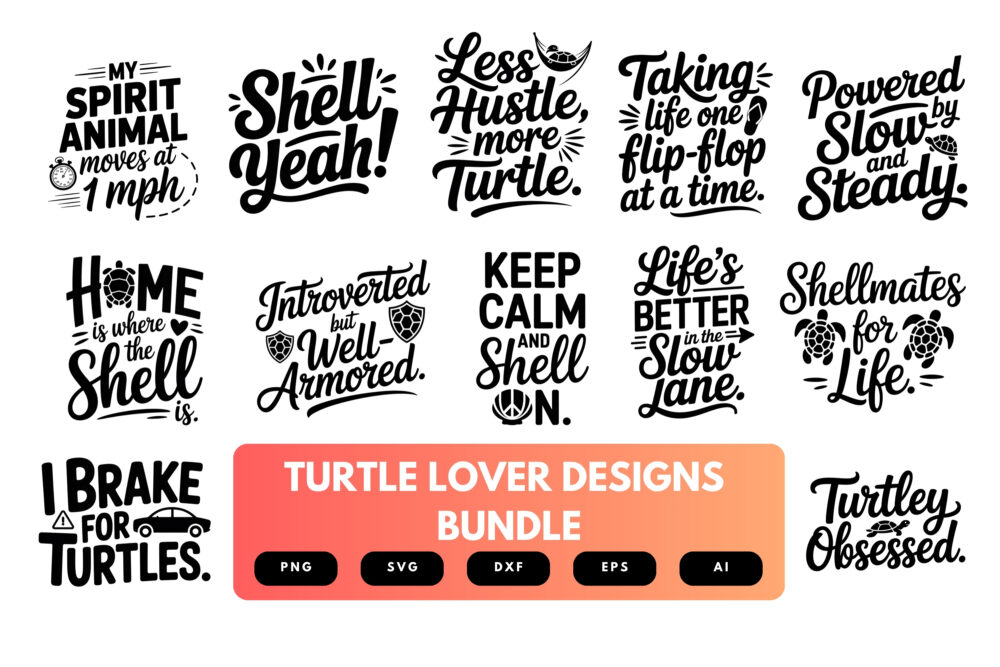Turtle Lover SVG Bundle | Sea Turtle , Ocean Animal Cut Files for Cricut, Sublimation & Decor